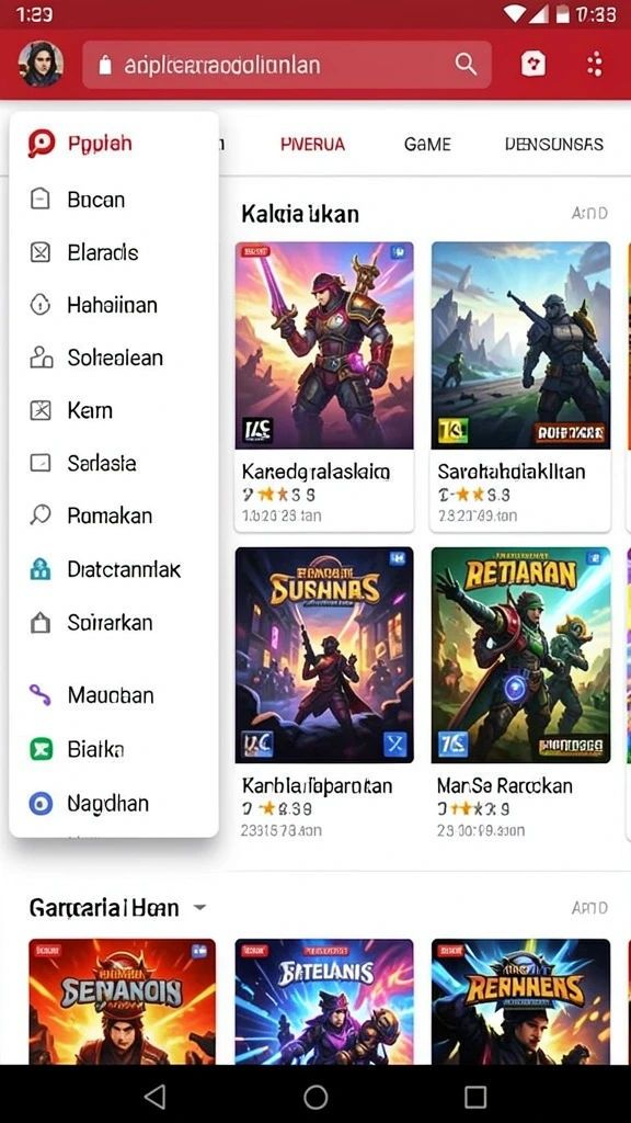 Leaderboard yang menunjukkan peringkat pemain.