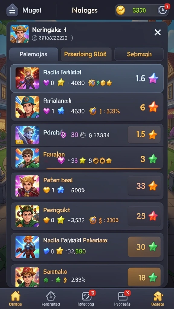 Fitur leaderboard untuk melihat peringkat pemain.
